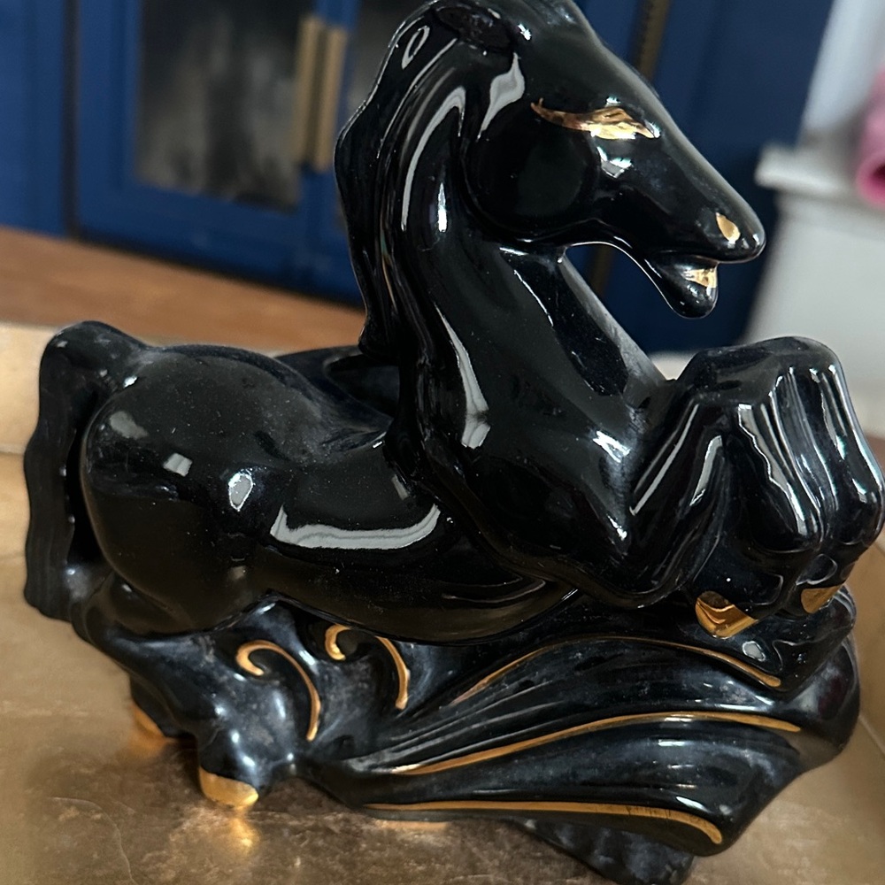 MCM Black and Gold Horse Planter